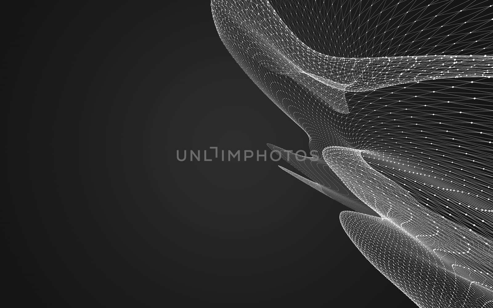 Abstract polygonal space low poly dark background, 3d rendering by teerawit