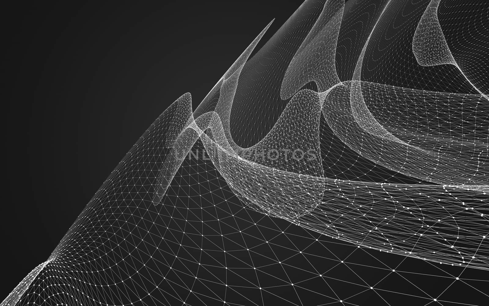 Abstract polygonal space low poly dark background with connecting dots and lines. Connection structure. 3d rendering