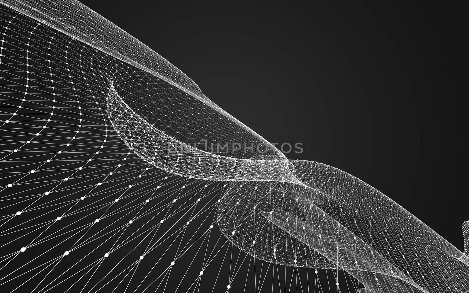 Abstract polygonal space low poly dark background with connecting dots and lines. Connection structure. 3d rendering