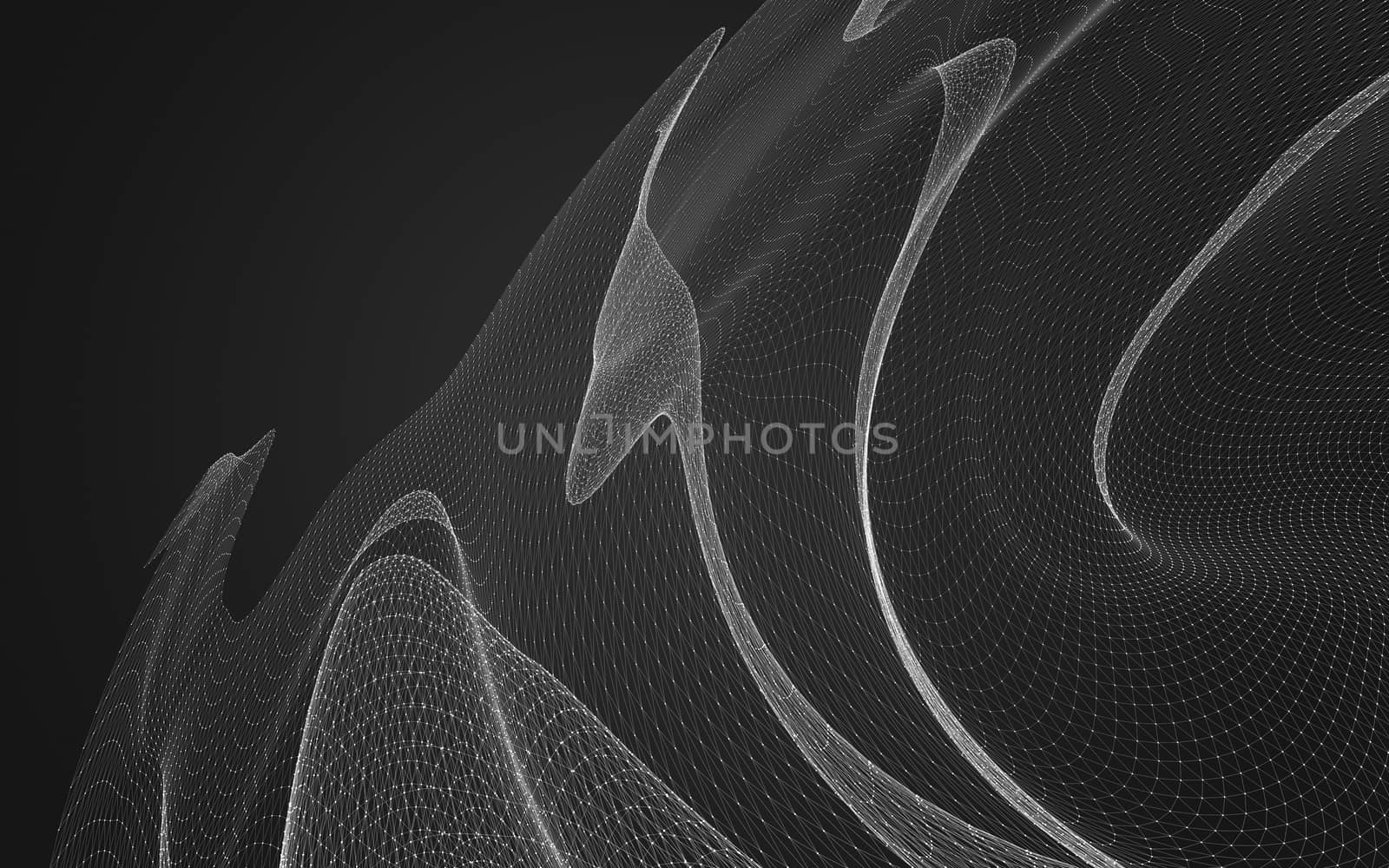 Abstract polygonal space low poly dark background, 3d rendering by teerawit