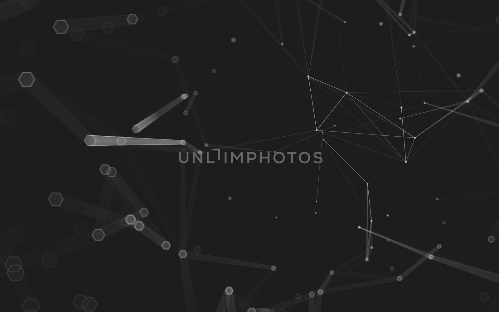 Abstract polygonal space low poly dark background with connecting dots and lines. Connection structure. 3d rendering