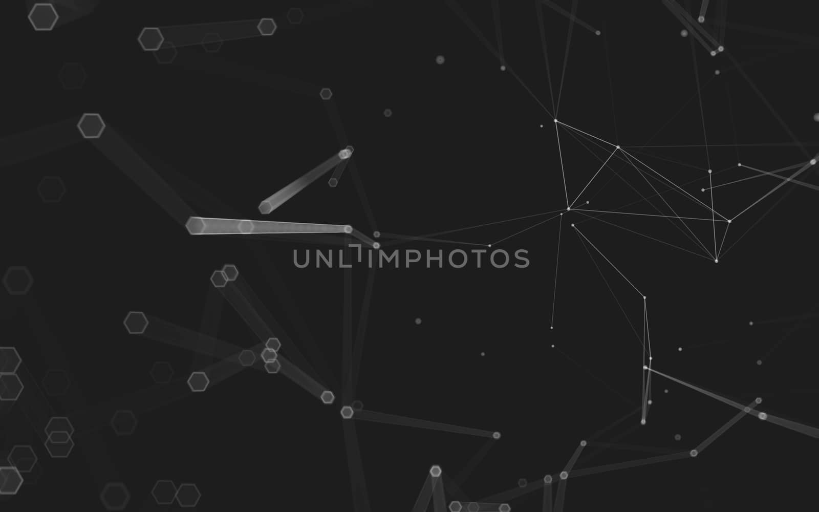 Abstract polygonal space low poly dark background with connecting dots and lines. Connection structure. 3d rendering