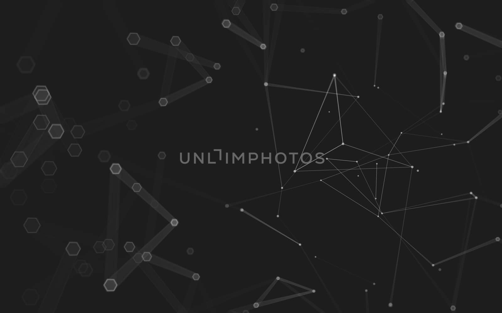 Abstract polygonal space low poly dark background with connecting dots and lines. Connection structure. 3d rendering