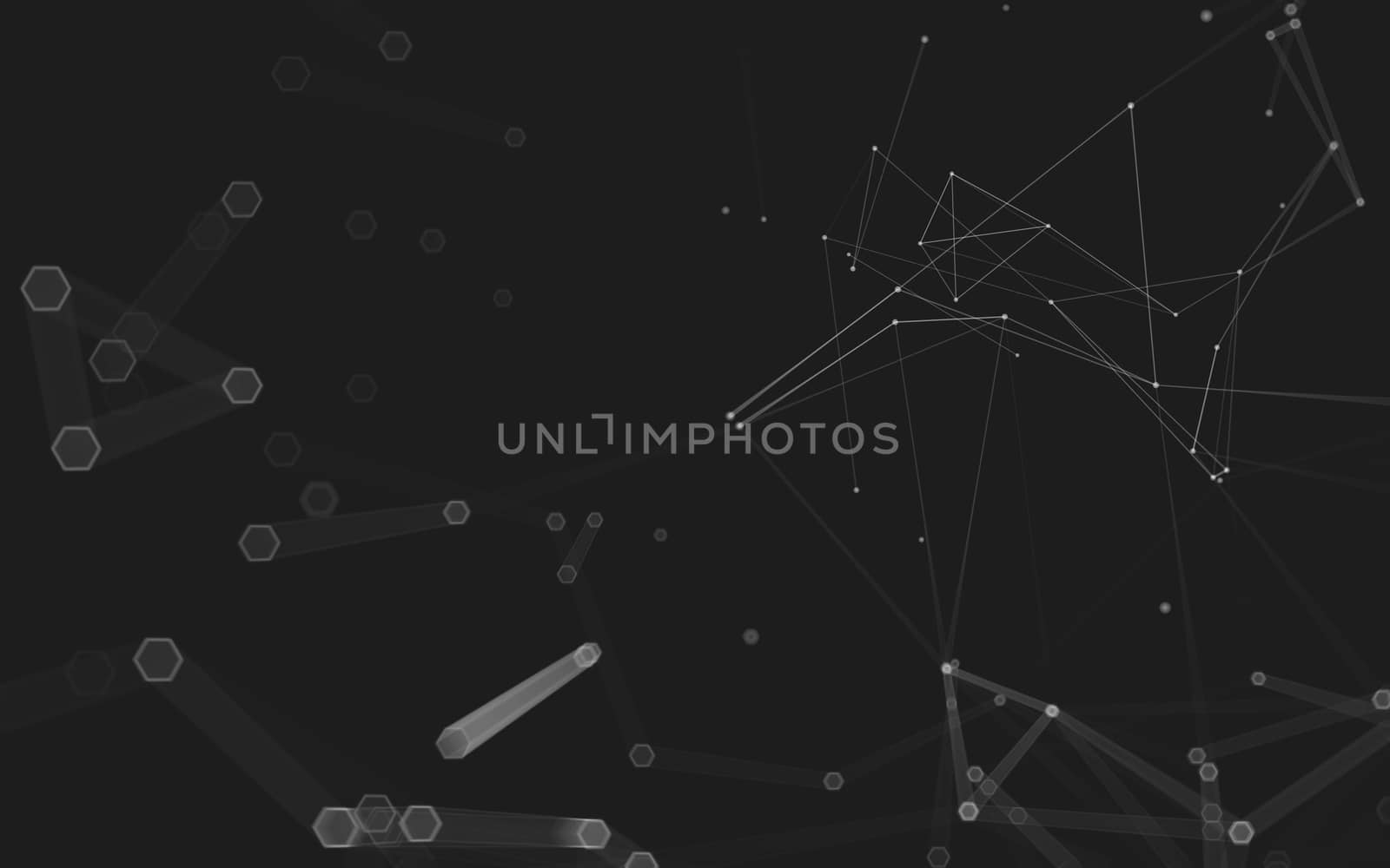 Abstract polygonal space low poly dark background with connecting dots and lines. Connection structure. 3d rendering