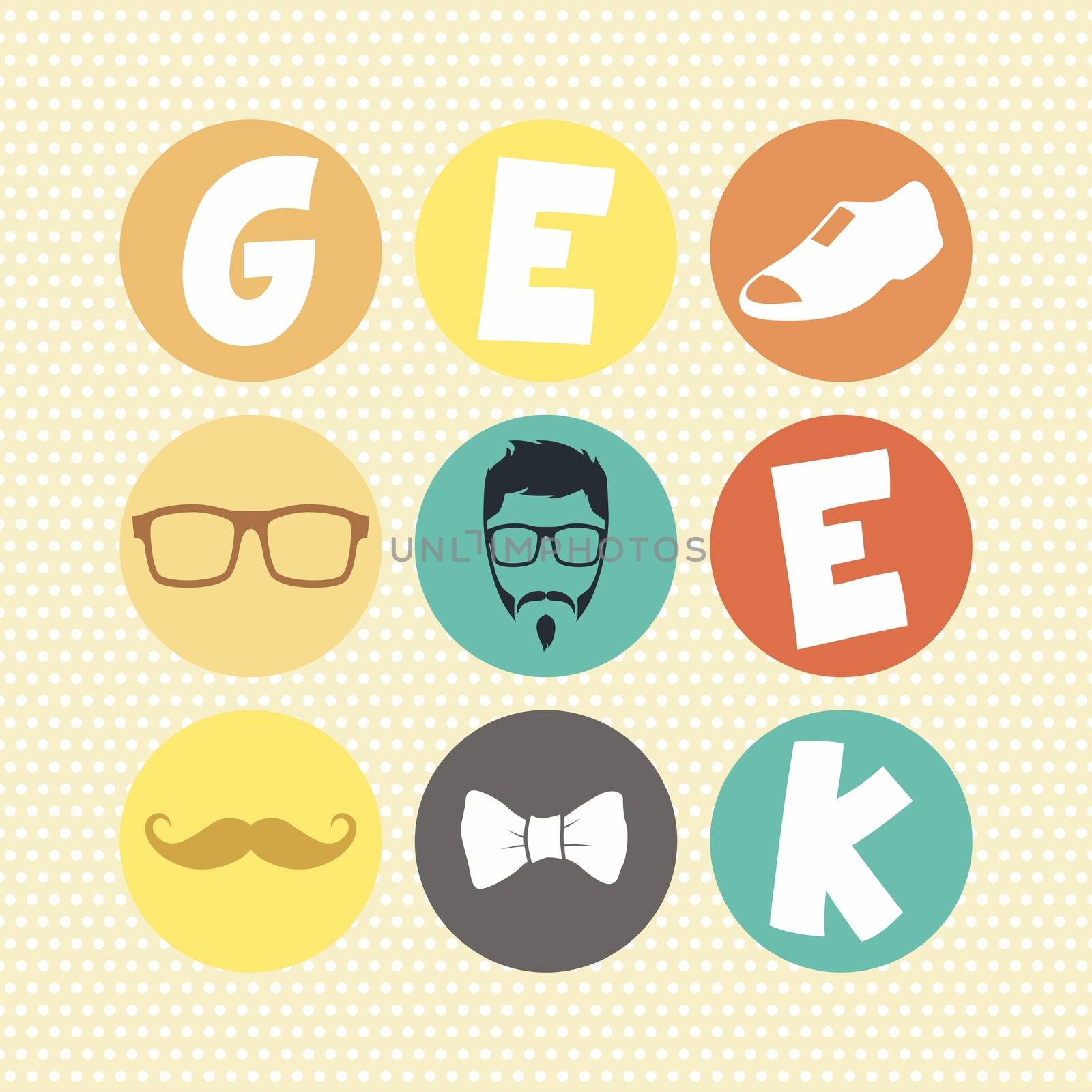 hipster retro geek theme vector art illustration