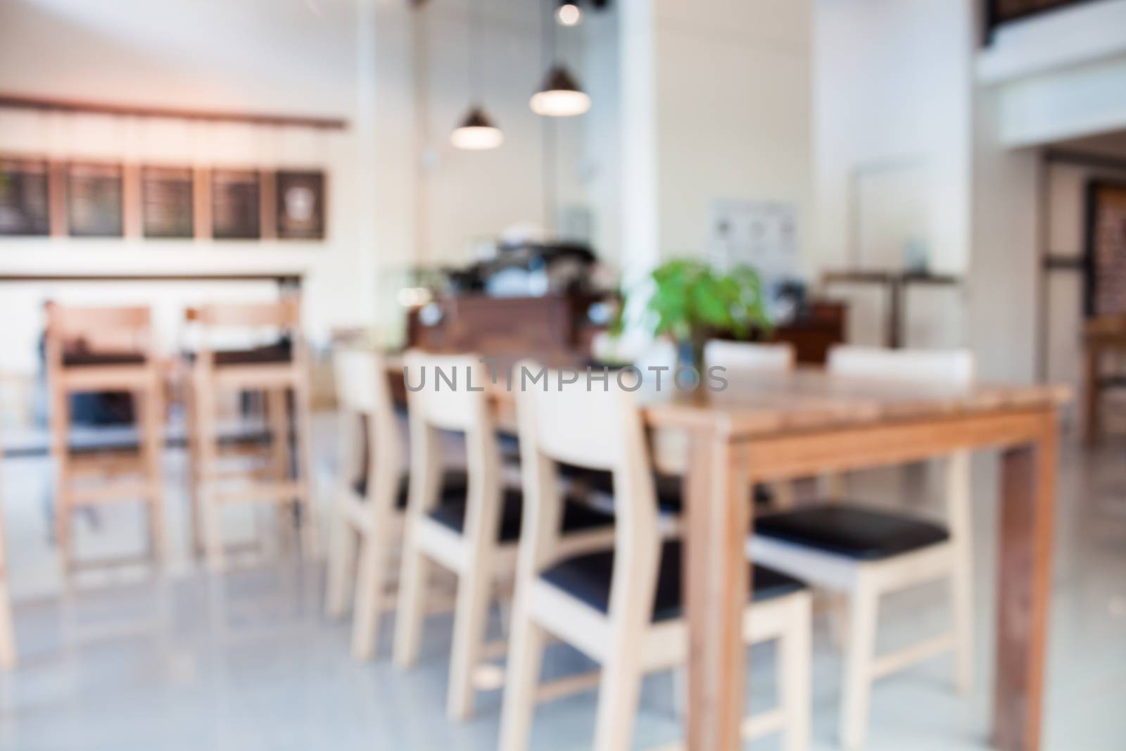 Abstract blur coffee shop interior for background, stock photo