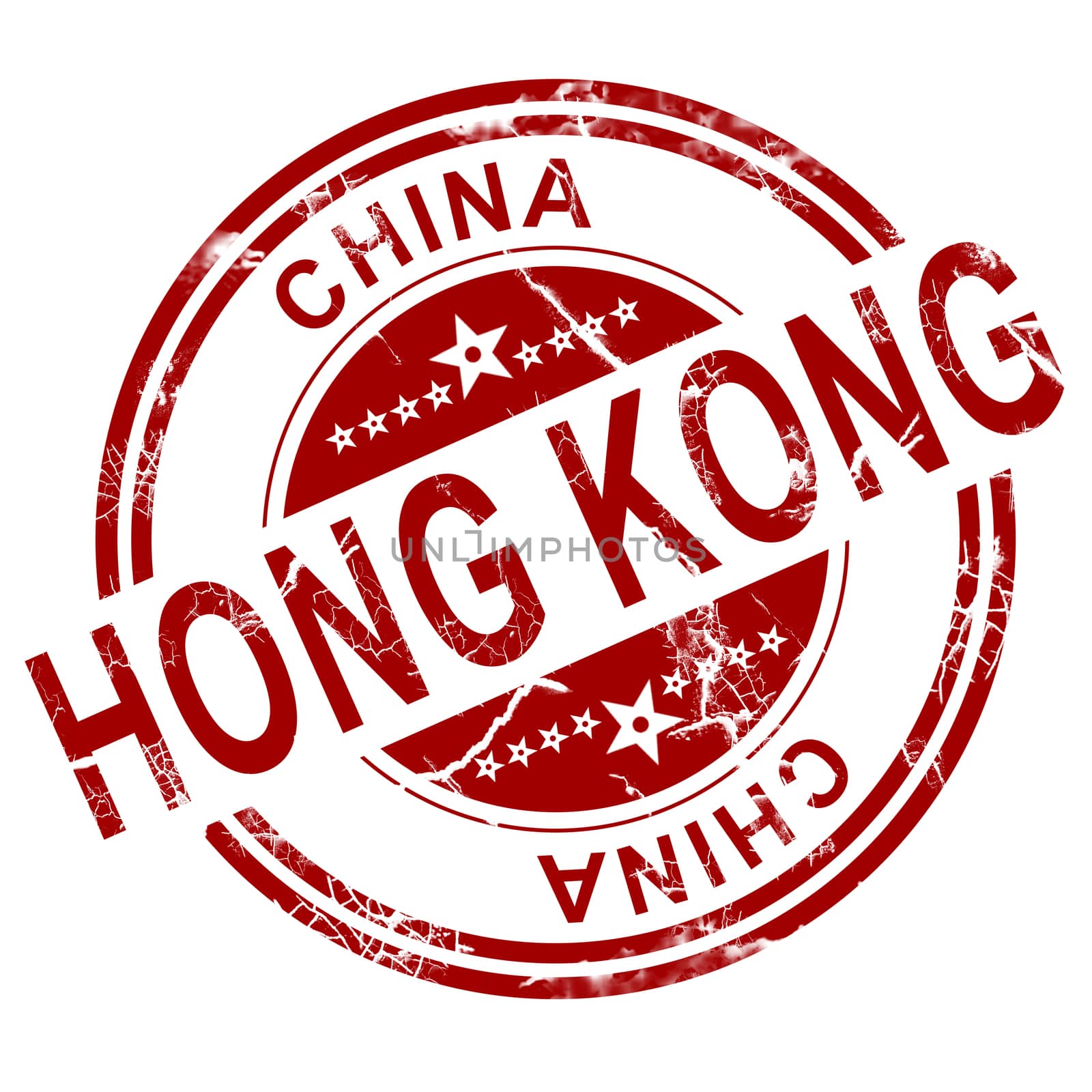 Red Hong Kong stamp with white background, 3D rendering