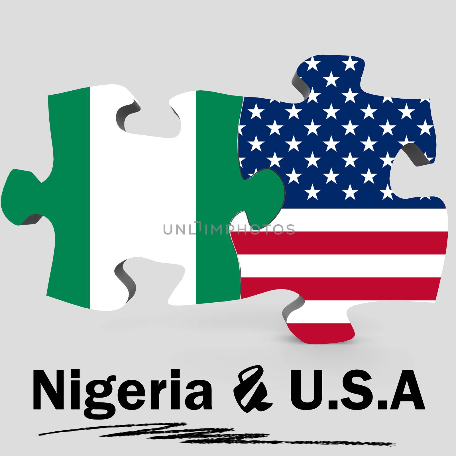 USA and Nigeria flags in puzzle by tang90246