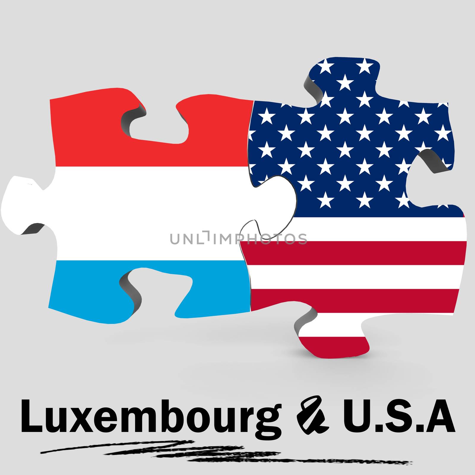 USA and Luxembourg flags in puzzle by tang90246