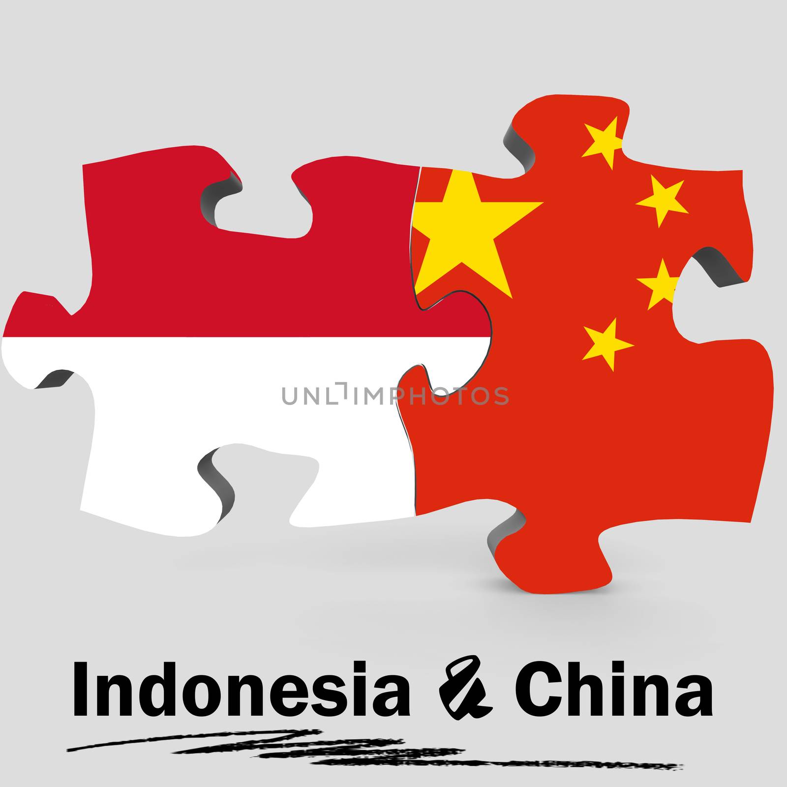 China and Indonesia flags in puzzle by tang90246
