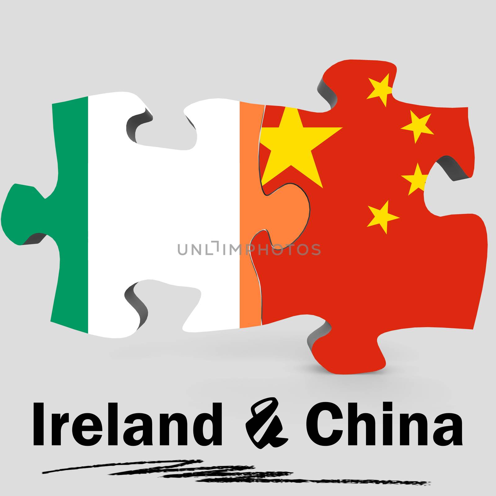 China and Ireland flags in puzzle by tang90246