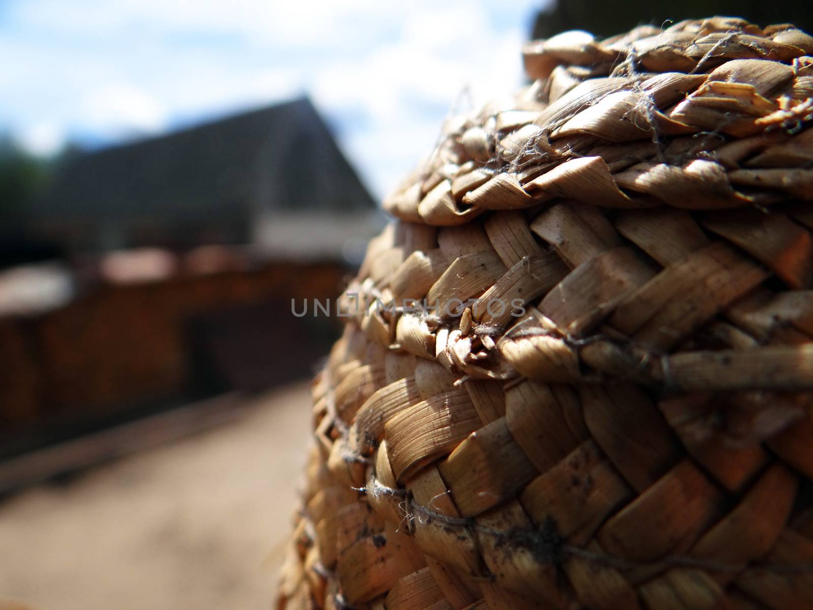 Photo straw basket closeup by natali_brill