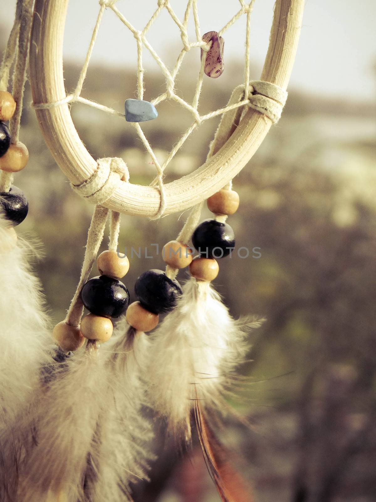 Wooden Dreamcatcher with feathers and beads by natali_brill