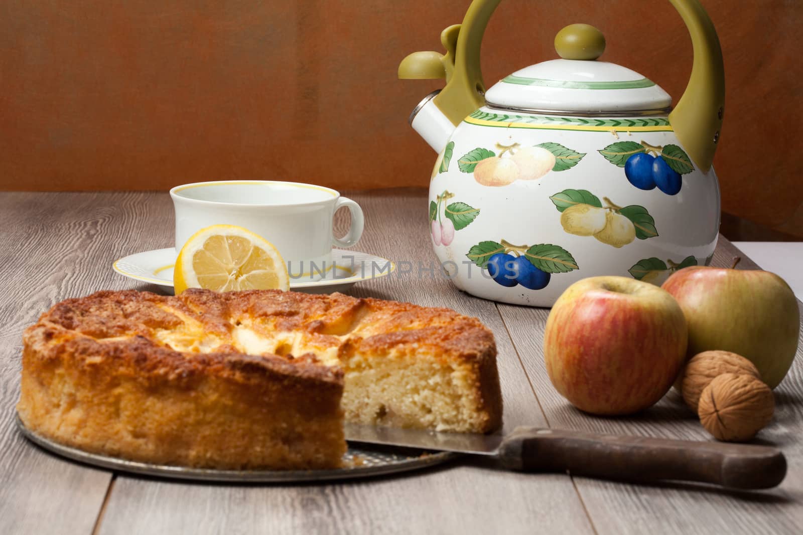 Apple cake and apple fruit