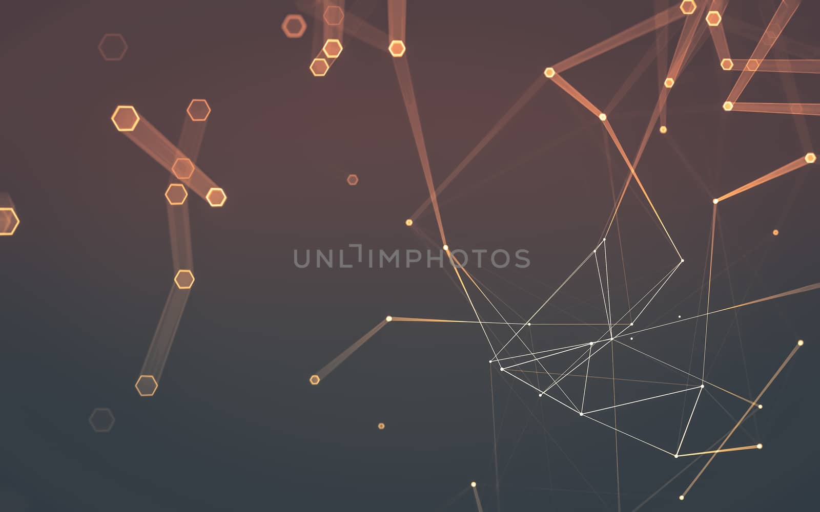 Abstract polygonal space low poly dark background with connecting dots and lines. Connection structure. 3d rendering