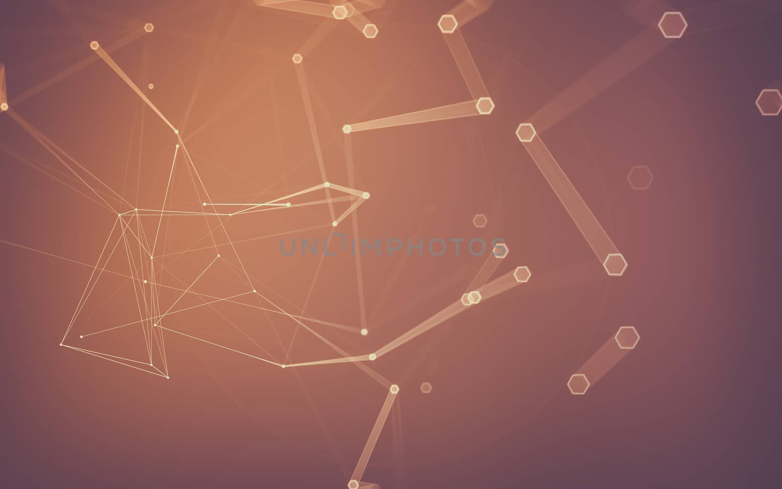 Abstract polygonal space low poly dark background with connecting dots and lines. Connection structure. 3d rendering