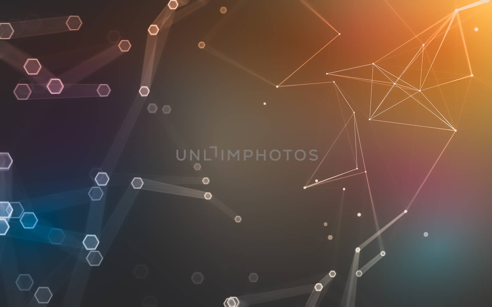 Abstract polygonal space low poly dark background with connecting dots and lines. Connection structure. 3d rendering