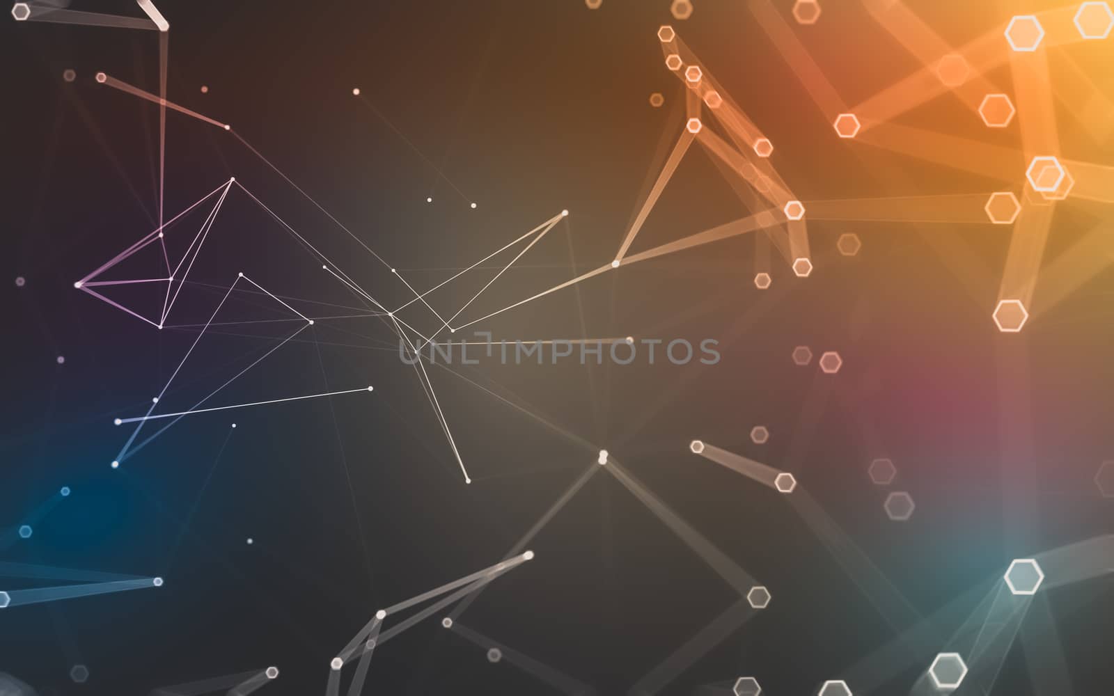 Abstract polygonal space low poly dark background, 3d rendering by teerawit