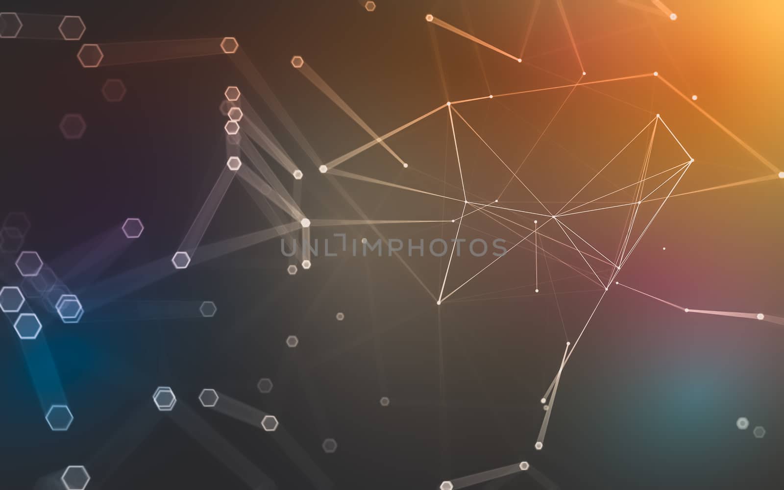 Abstract polygonal space low poly dark background with connecting dots and lines. Connection structure. 3d rendering