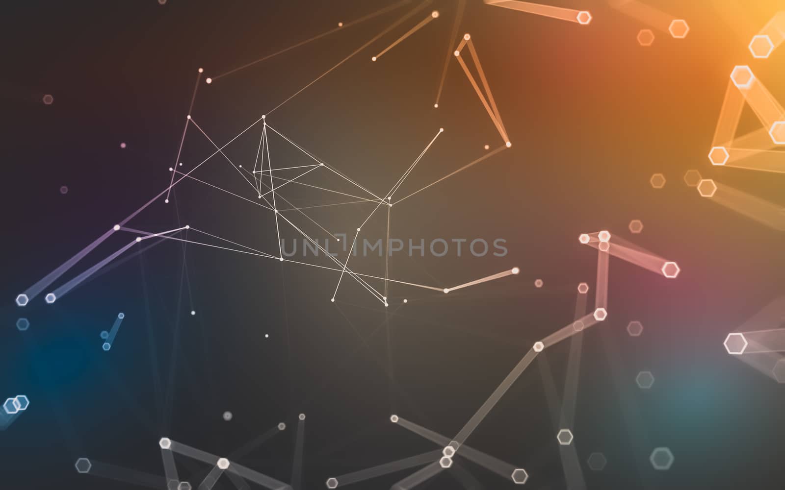 Abstract polygonal space low poly dark background, 3d rendering by teerawit