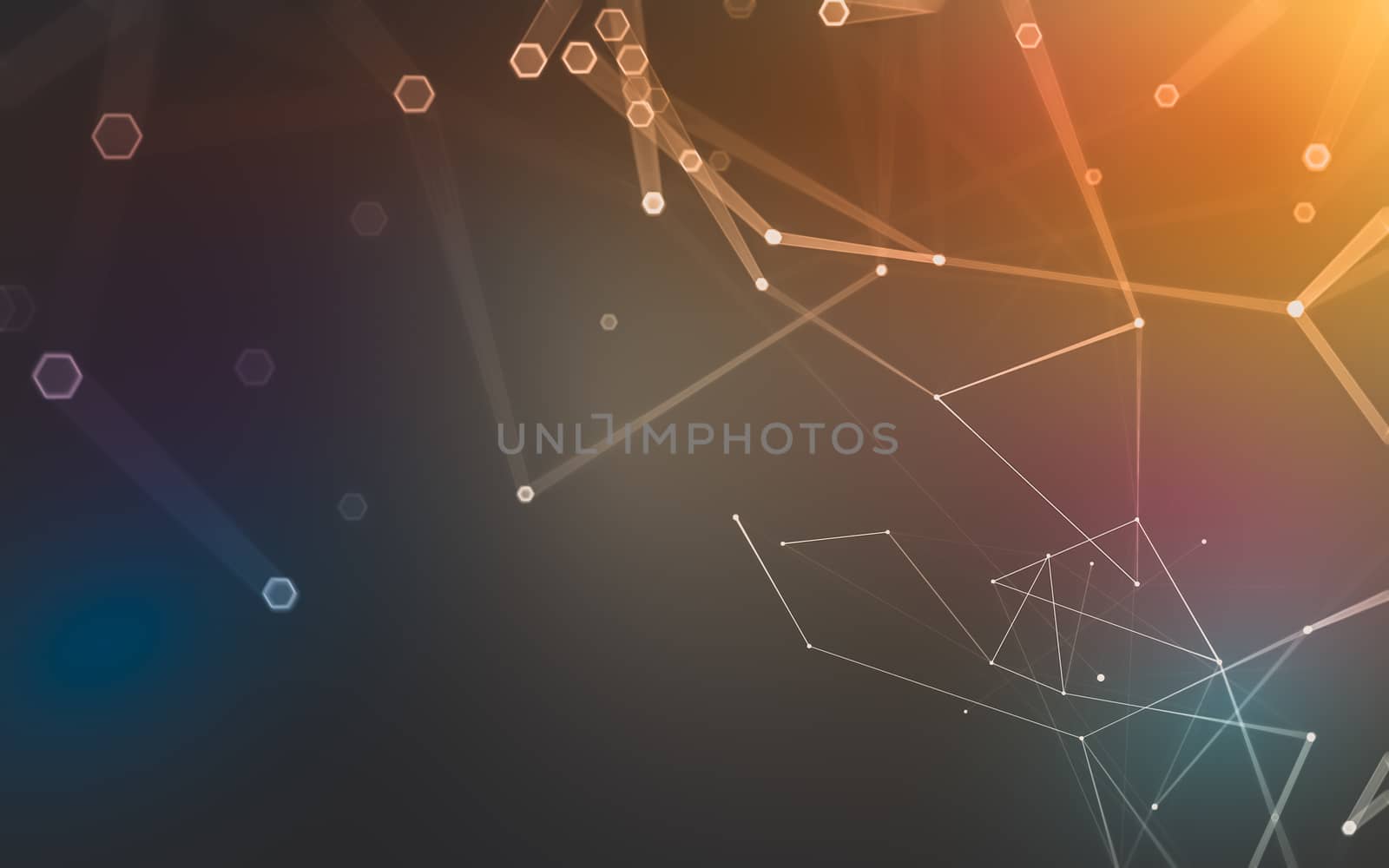 Abstract polygonal space low poly dark background with connecting dots and lines. Connection structure. 3d rendering