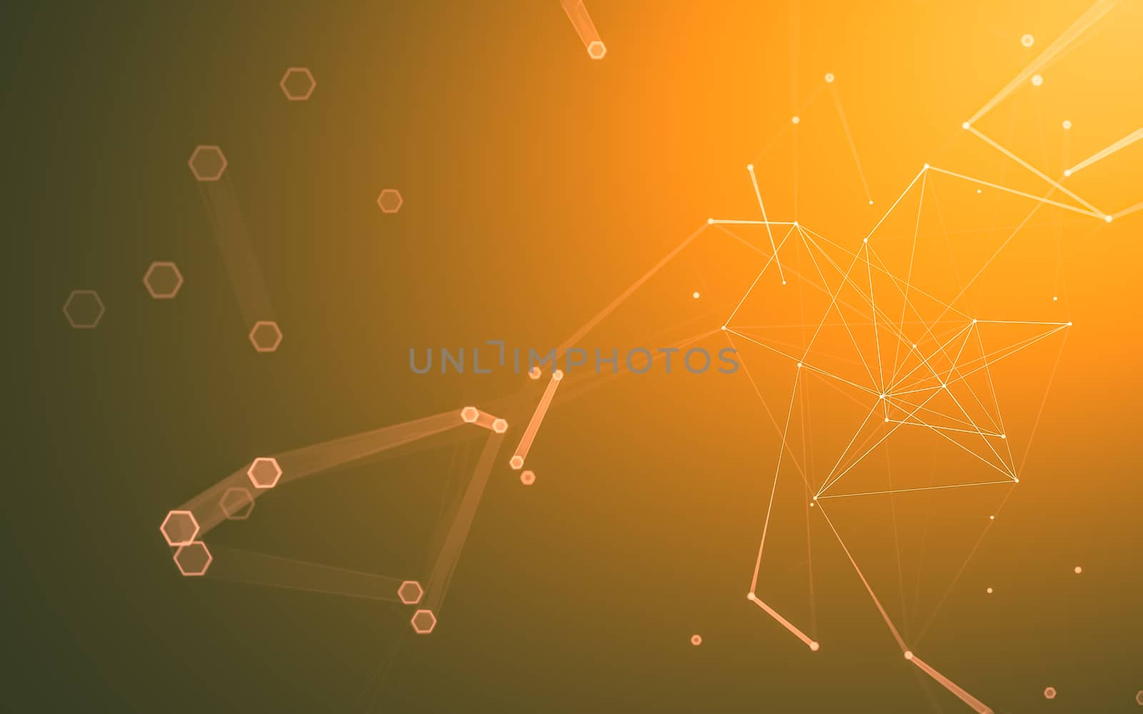 Abstract polygonal space low poly dark background with connecting dots and lines. Connection structure. 3d rendering