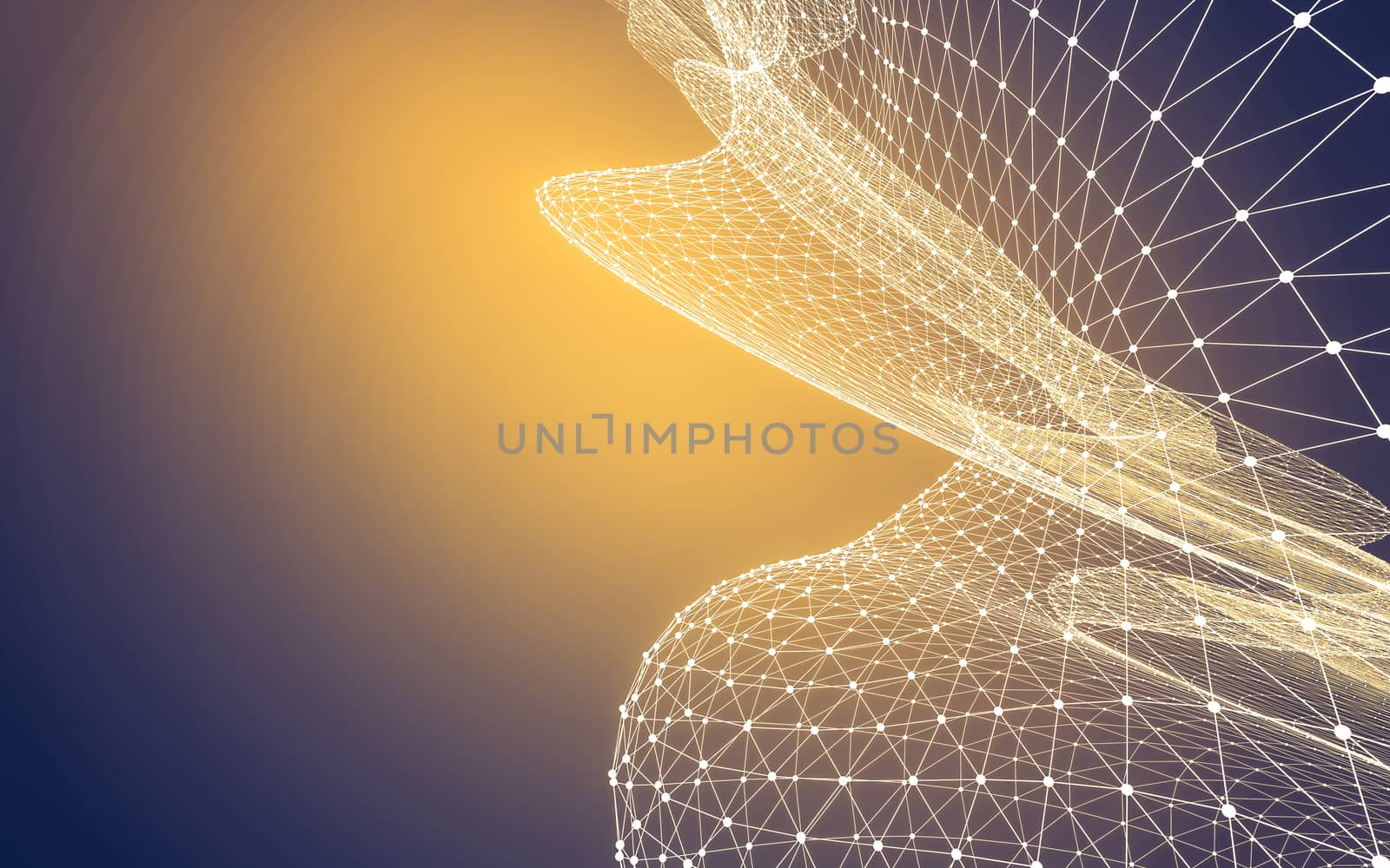 Abstract polygonal space low poly dark background with connecting dots and lines. Connection structure. 3d rendering