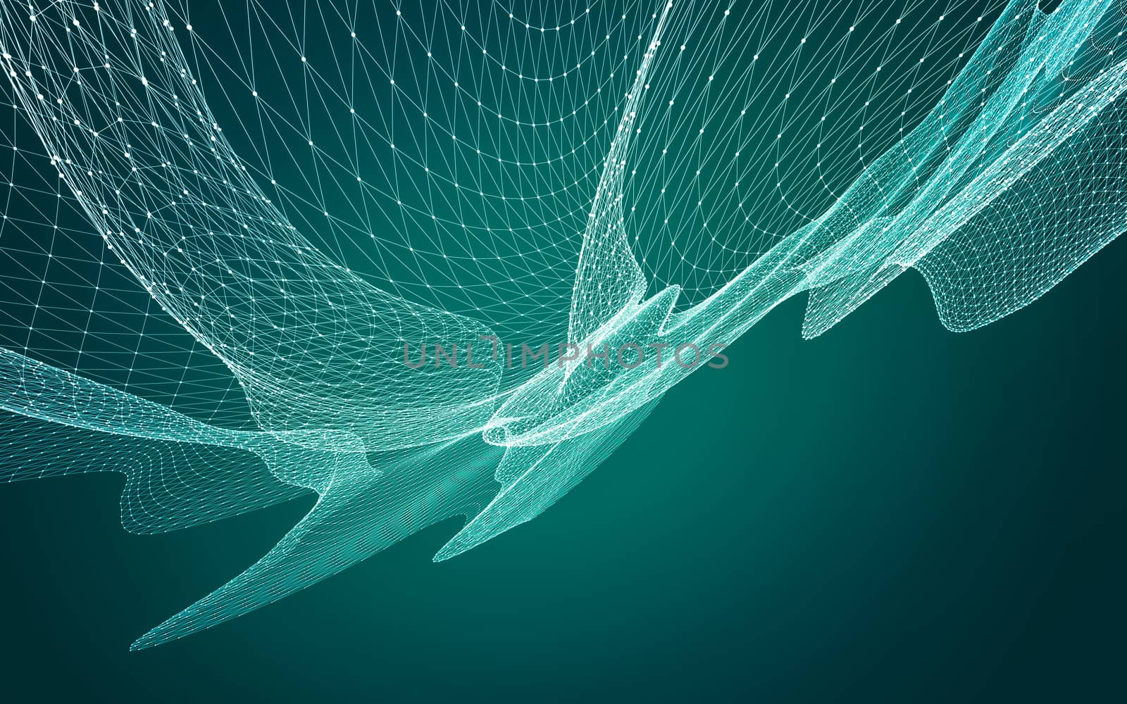 Abstract polygonal space low poly dark background with connecting dots and lines. Connection structure. 3d rendering