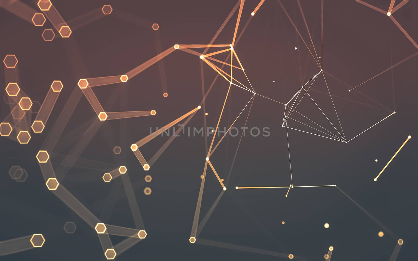 Abstract polygonal space low poly dark background with connecting dots and lines. Connection structure. 3d rendering