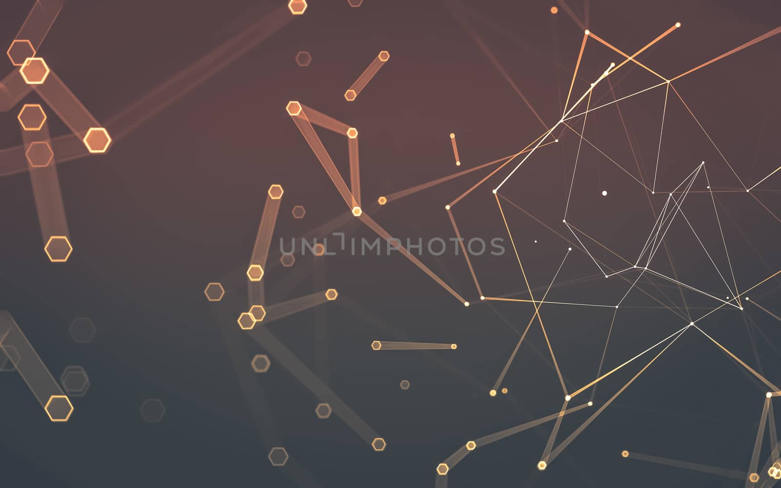 Abstract polygonal space low poly dark background, 3d rendering by teerawit