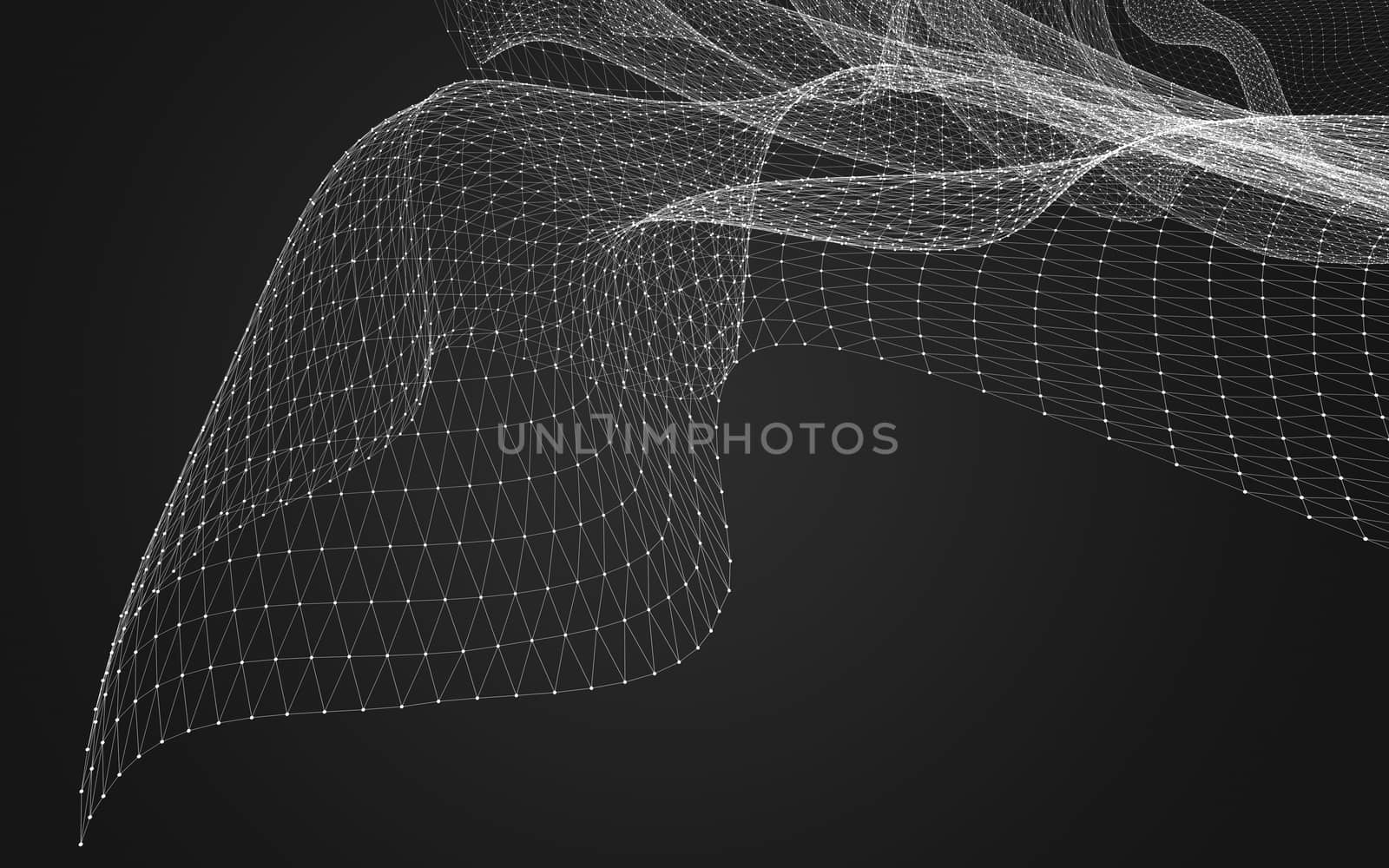 Abstract polygonal space low poly dark background with connecting dots and lines. Connection structure. 3d rendering