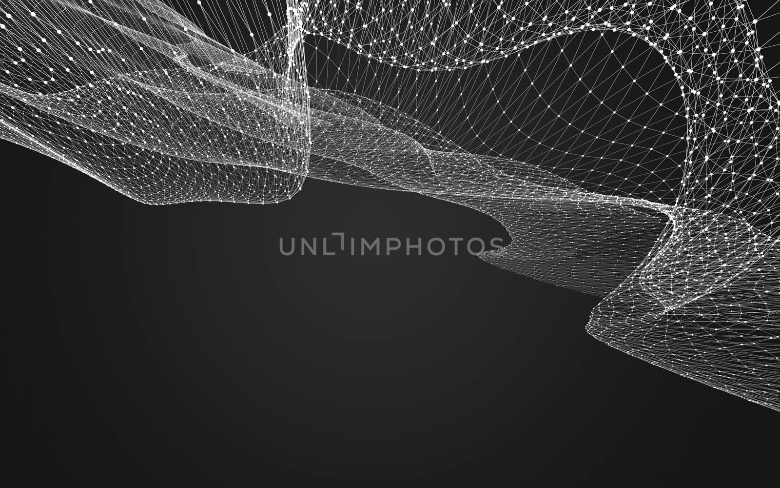 Abstract polygonal space low poly dark background, 3d rendering by teerawit