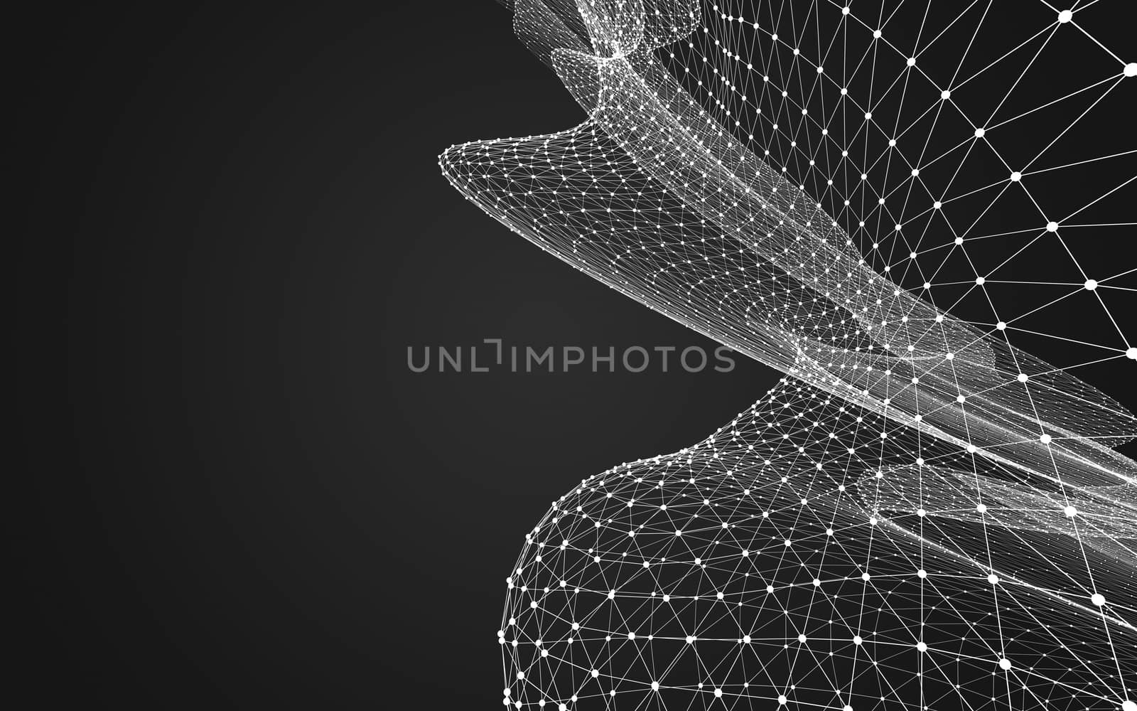 Abstract polygonal space low poly dark background with connecting dots and lines. Connection structure. 3d rendering