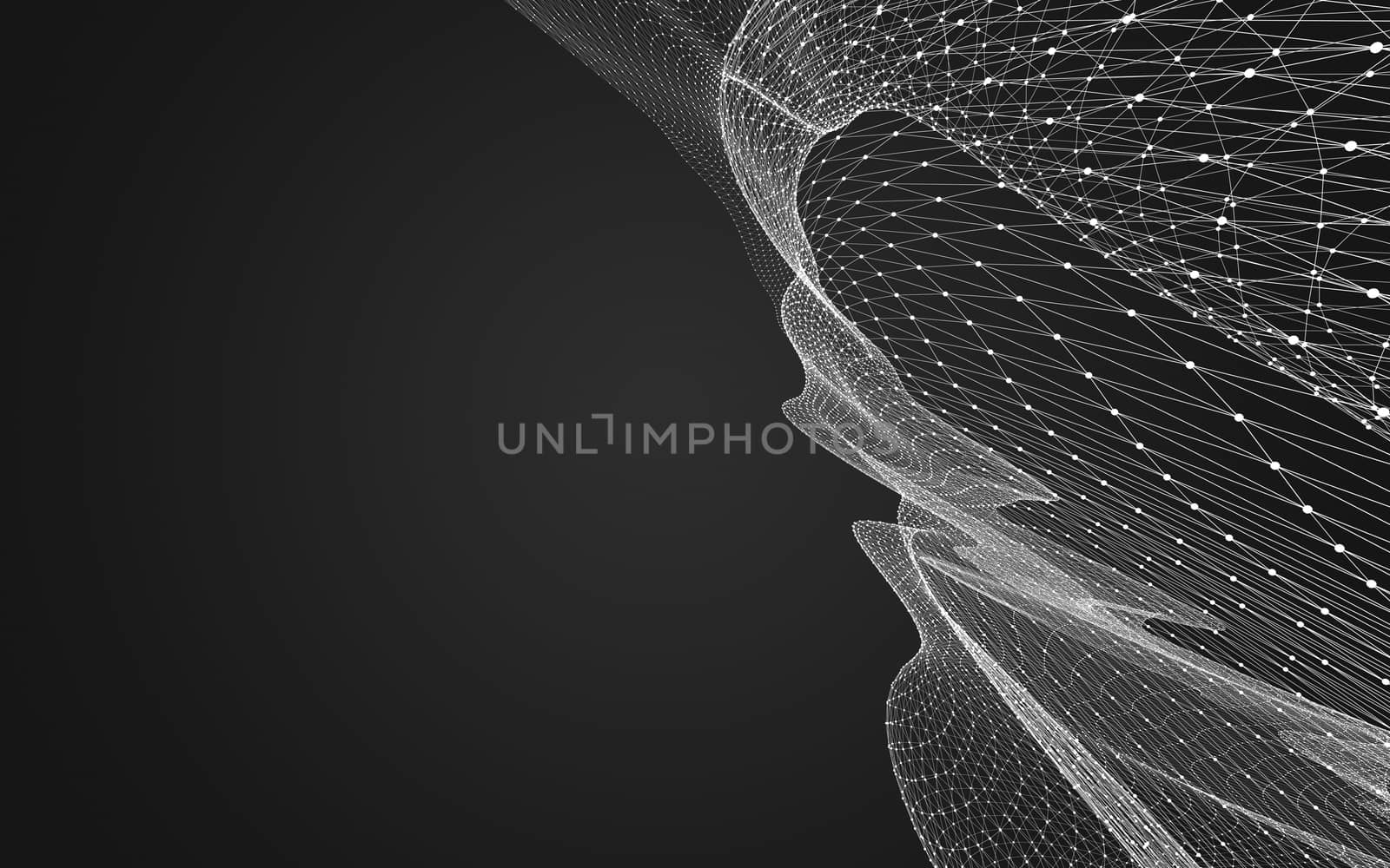 Abstract polygonal space low poly dark background, 3d rendering by teerawit