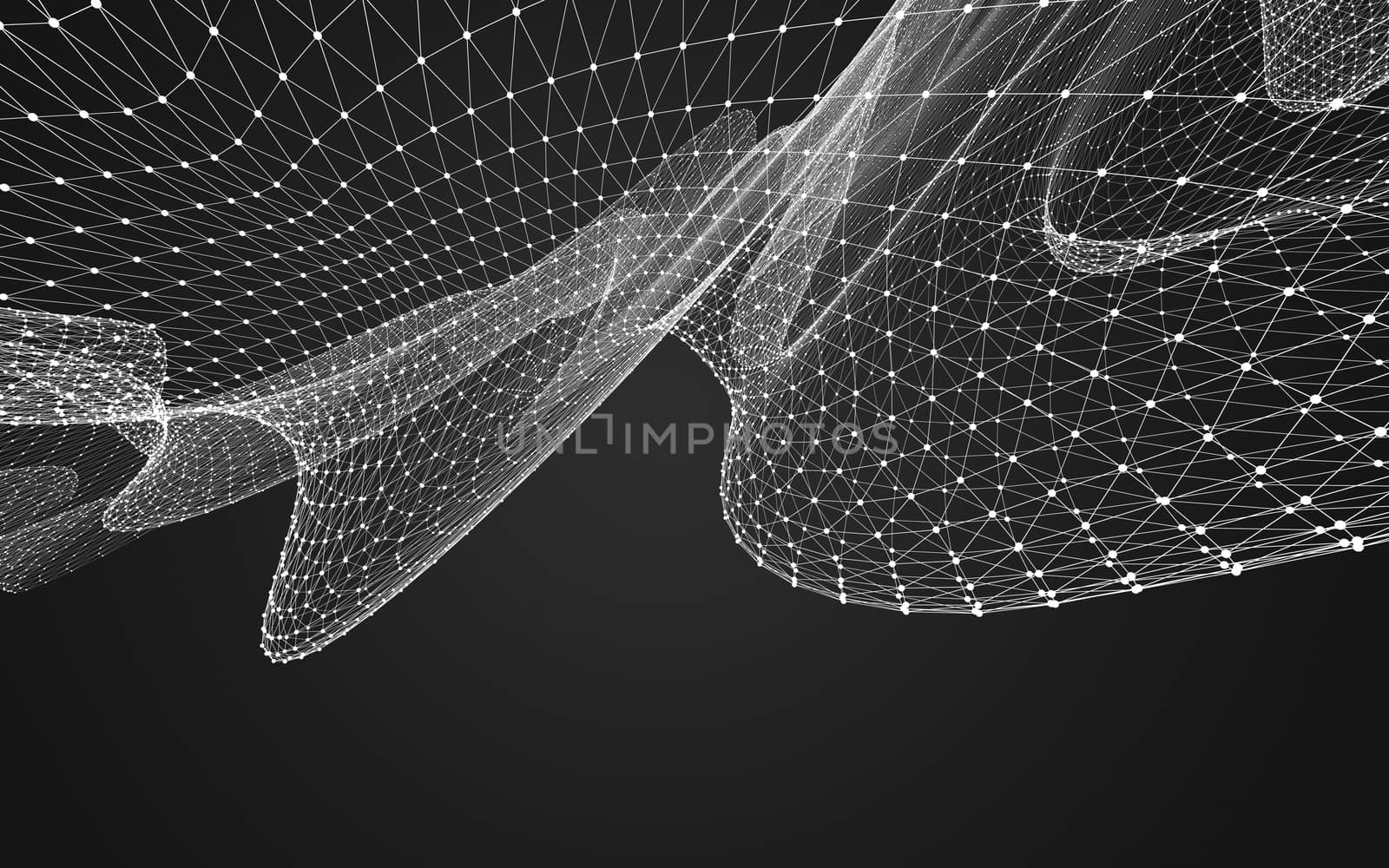 Abstract polygonal space low poly dark background with connecting dots and lines. Connection structure. 3d rendering