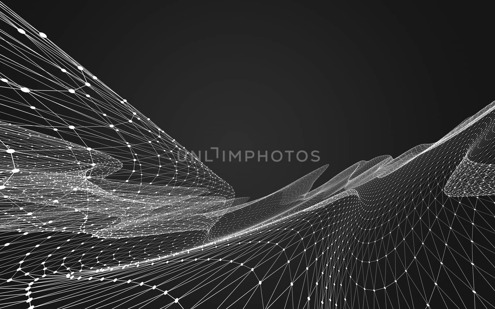 Abstract polygonal space low poly dark background with connecting dots and lines. Connection structure. 3d rendering