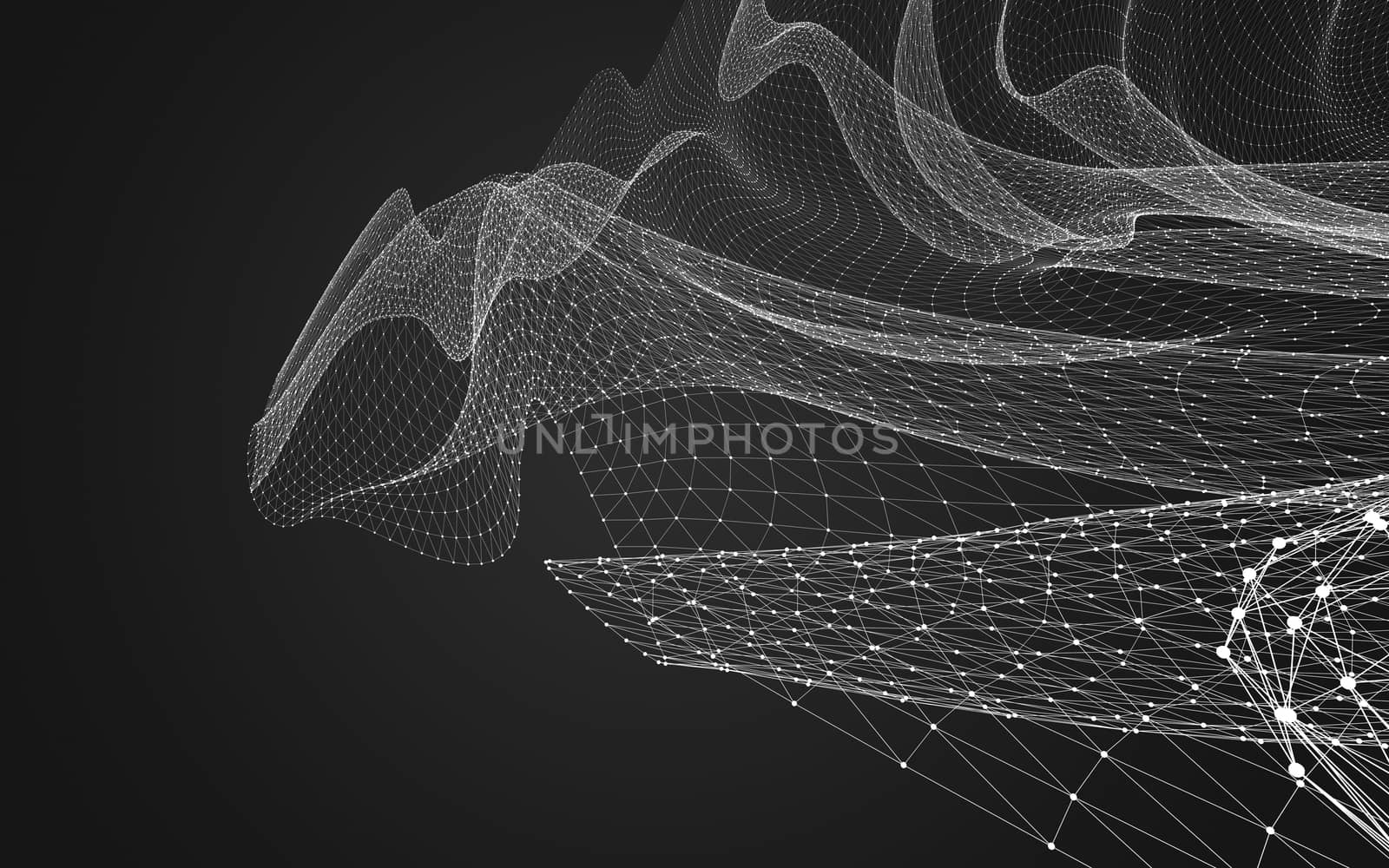 Abstract polygonal space low poly dark background, 3d rendering by teerawit