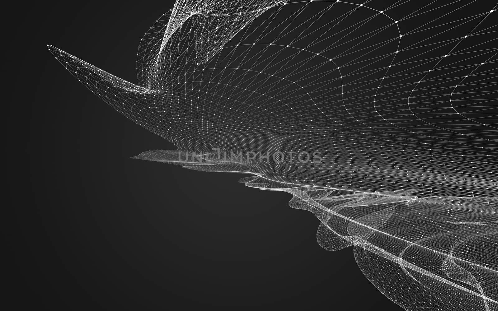 Abstract polygonal space low poly dark background, 3d rendering by teerawit