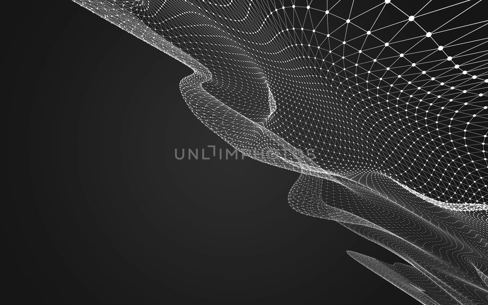 Abstract polygonal space low poly dark background with connecting dots and lines. Connection structure. 3d rendering