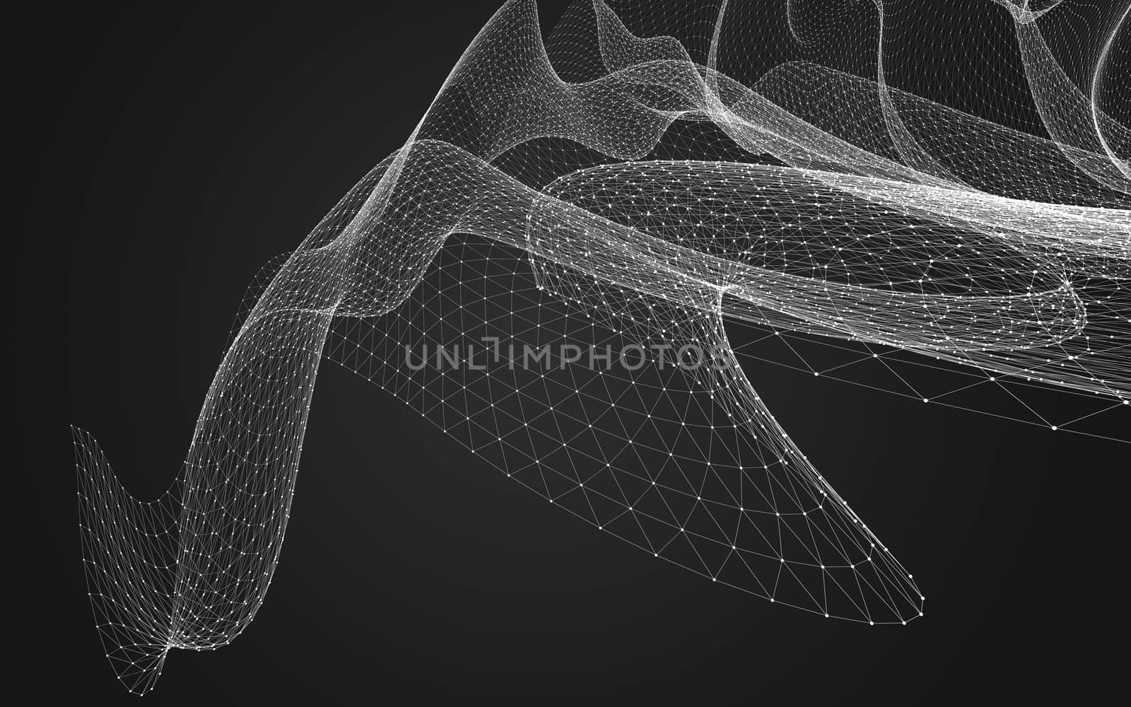 Abstract polygonal space low poly dark background with connecting dots and lines. Connection structure. 3d rendering