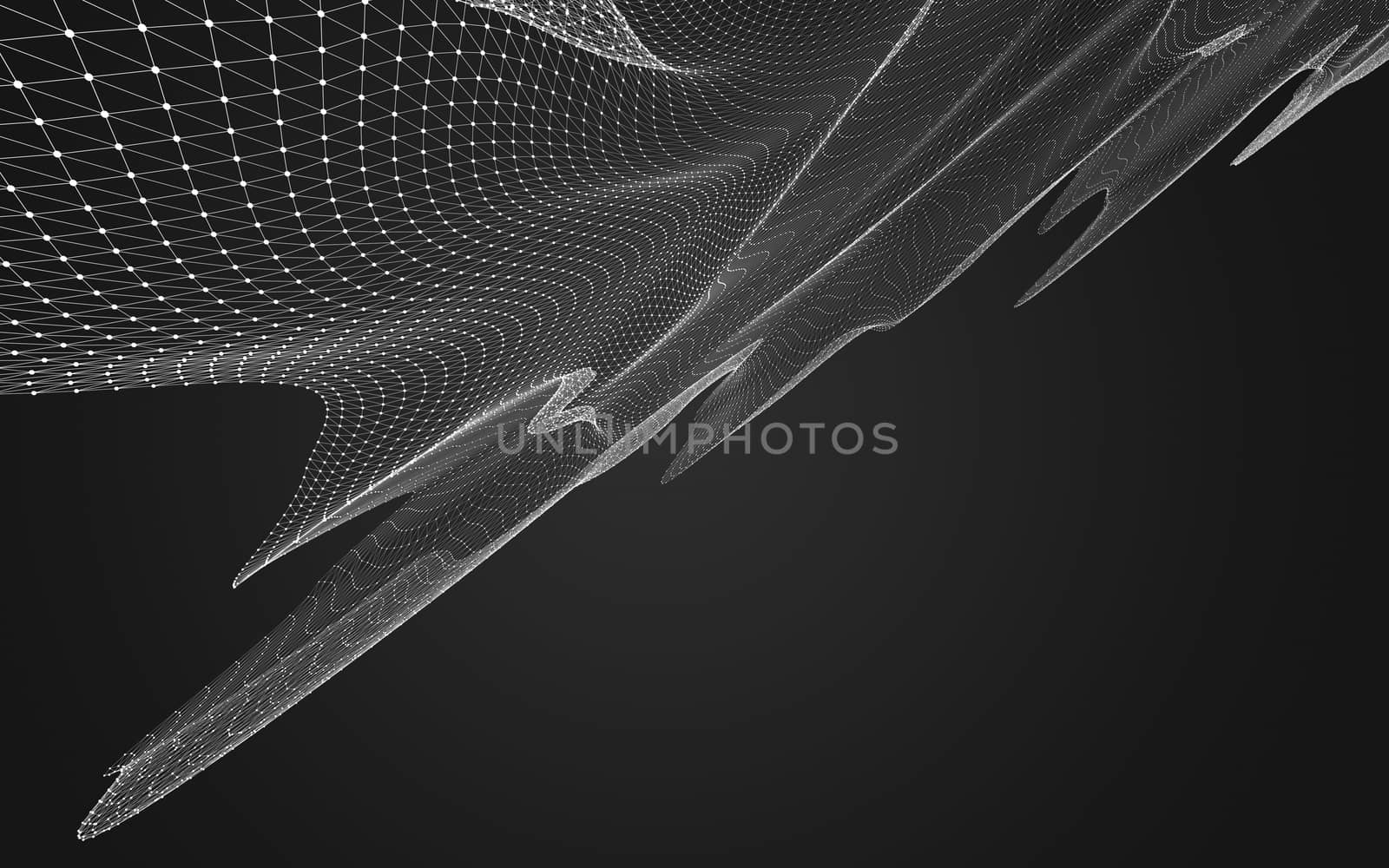 Abstract polygonal space low poly dark background, 3d rendering by teerawit