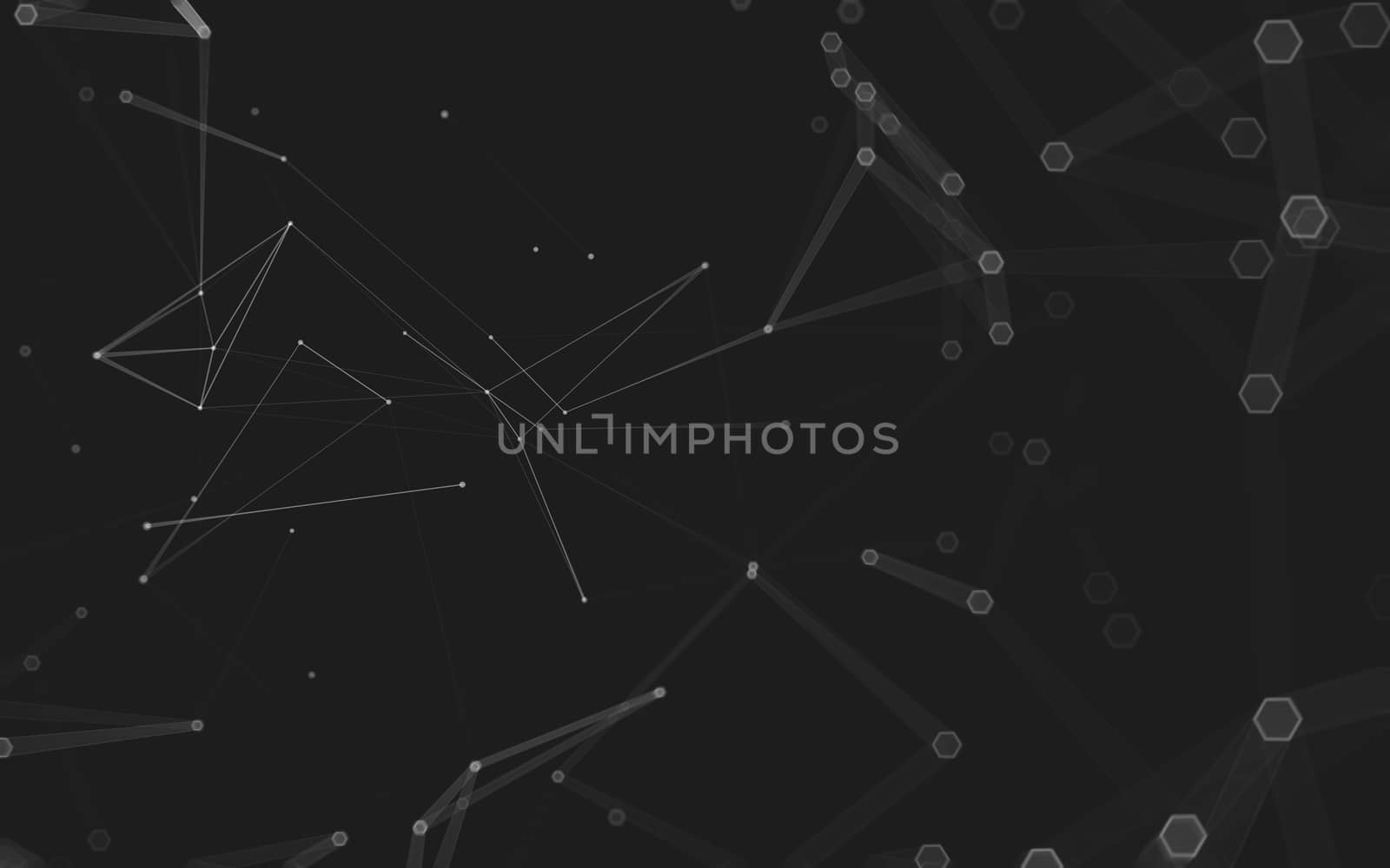 Abstract polygonal space low poly dark background with connecting dots and lines. Connection structure. 3d rendering