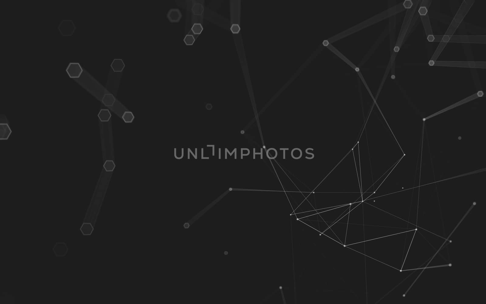 Abstract polygonal space low poly dark background with connecting dots and lines. Connection structure. 3d rendering