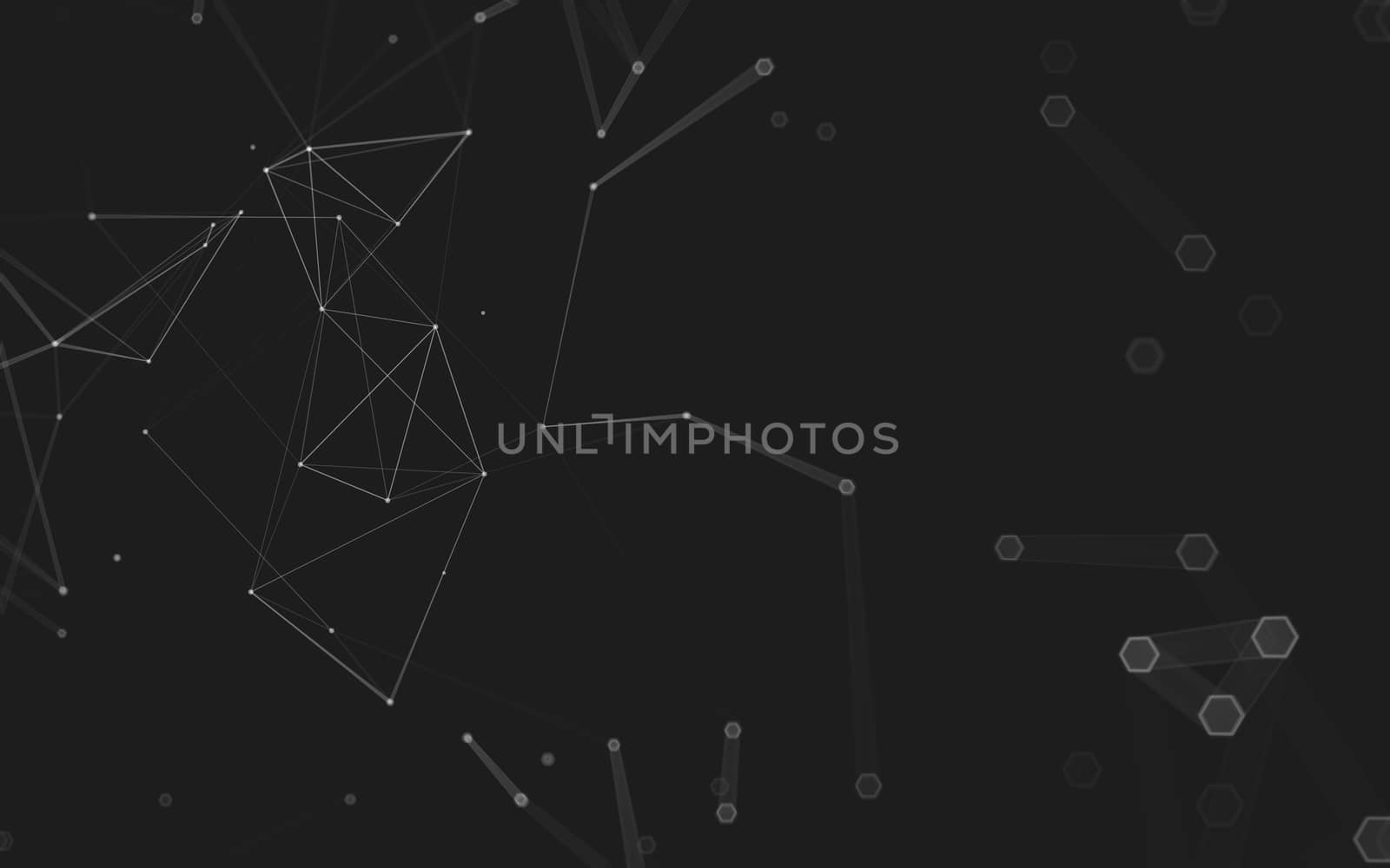 Abstract polygonal space low poly dark background with connecting dots and lines. Connection structure. 3d rendering