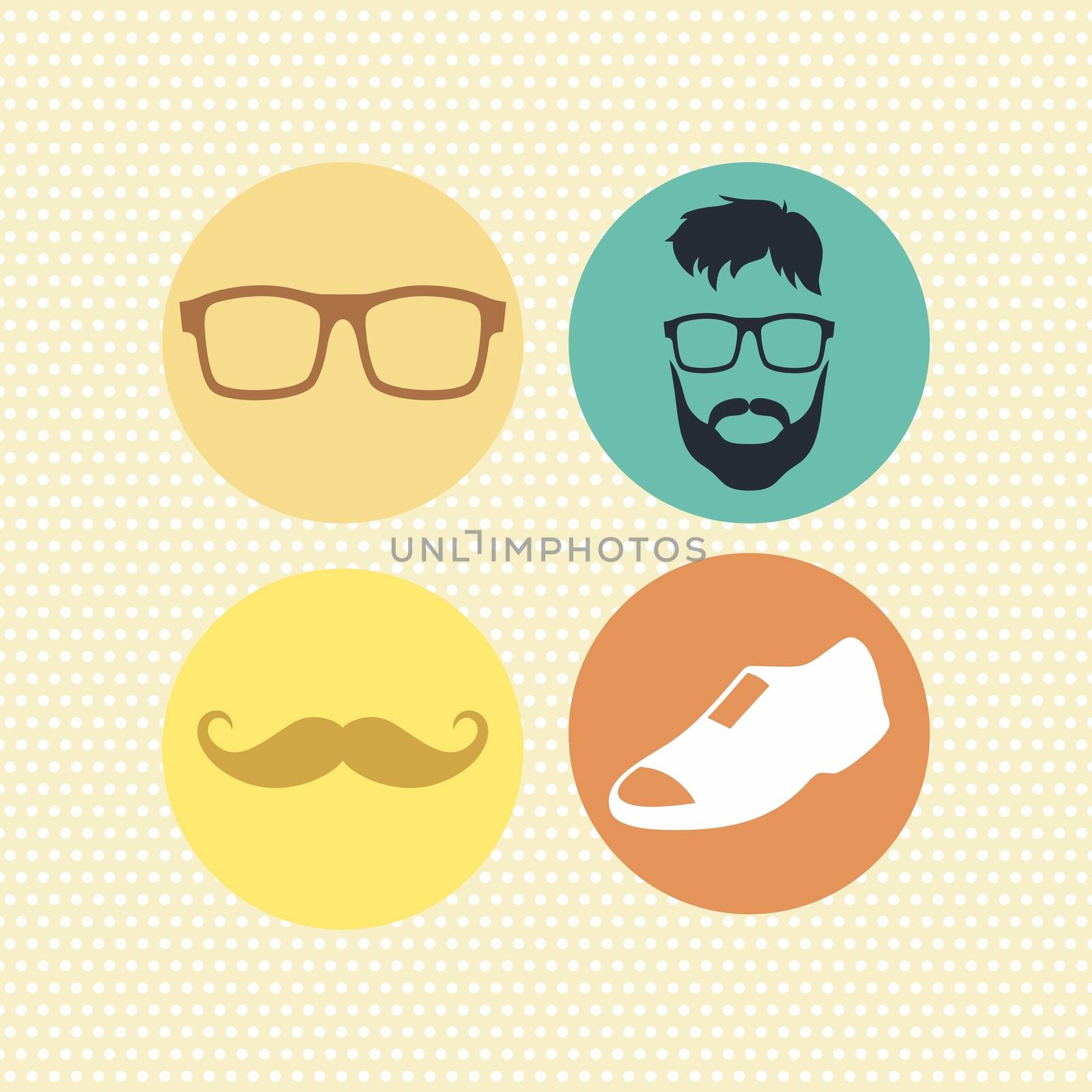 hipster retro geek theme vector art illustration