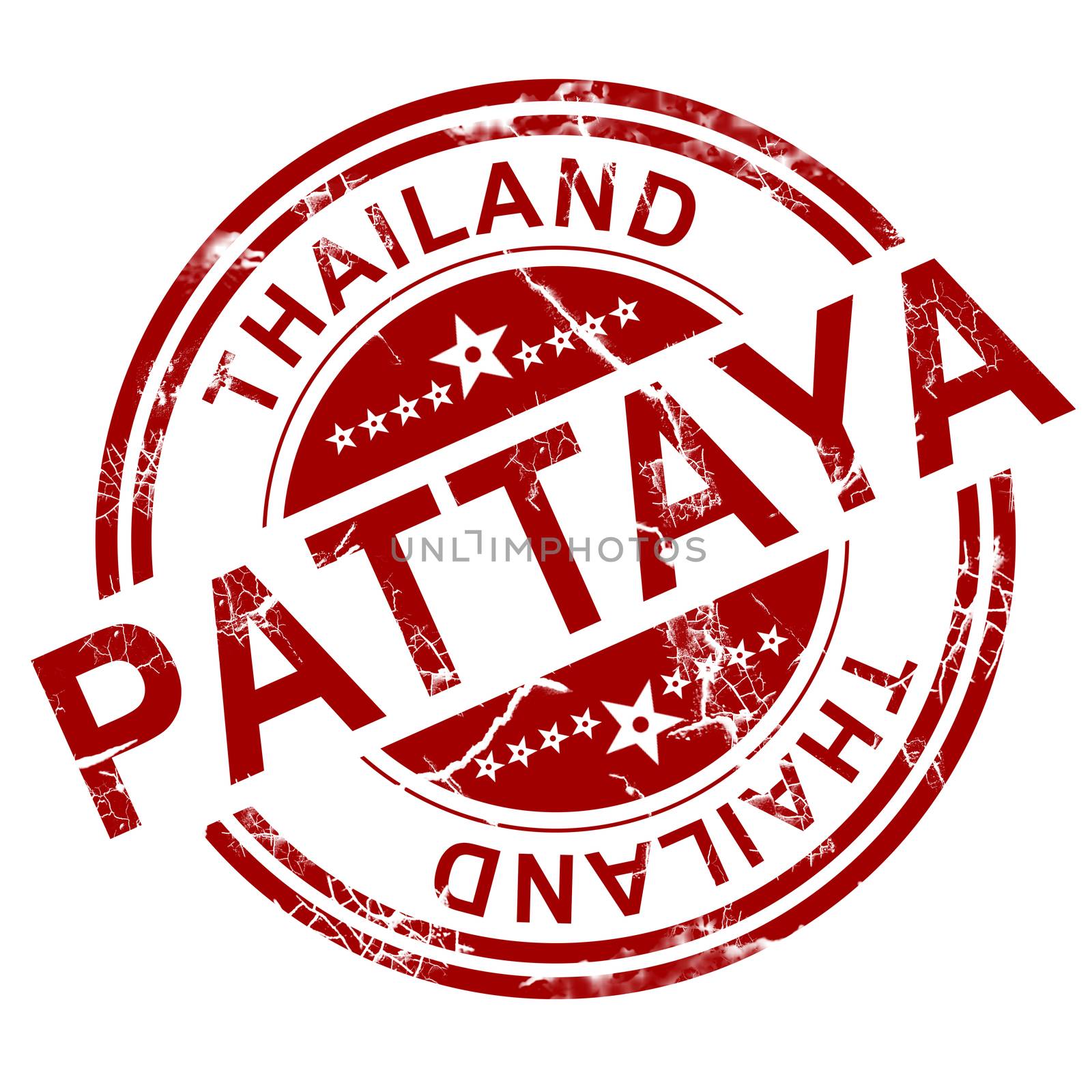 Red Pattaya stamp with white background, 3D rendering