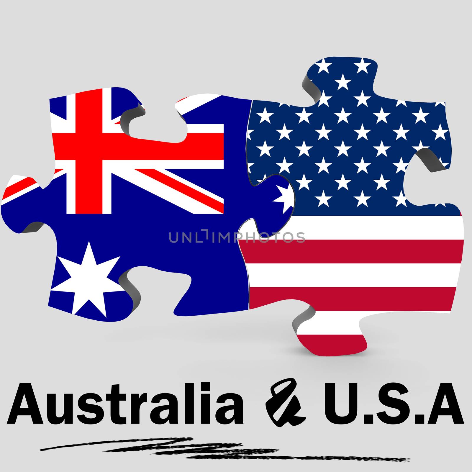 USA and Australia flags in puzzle by tang90246