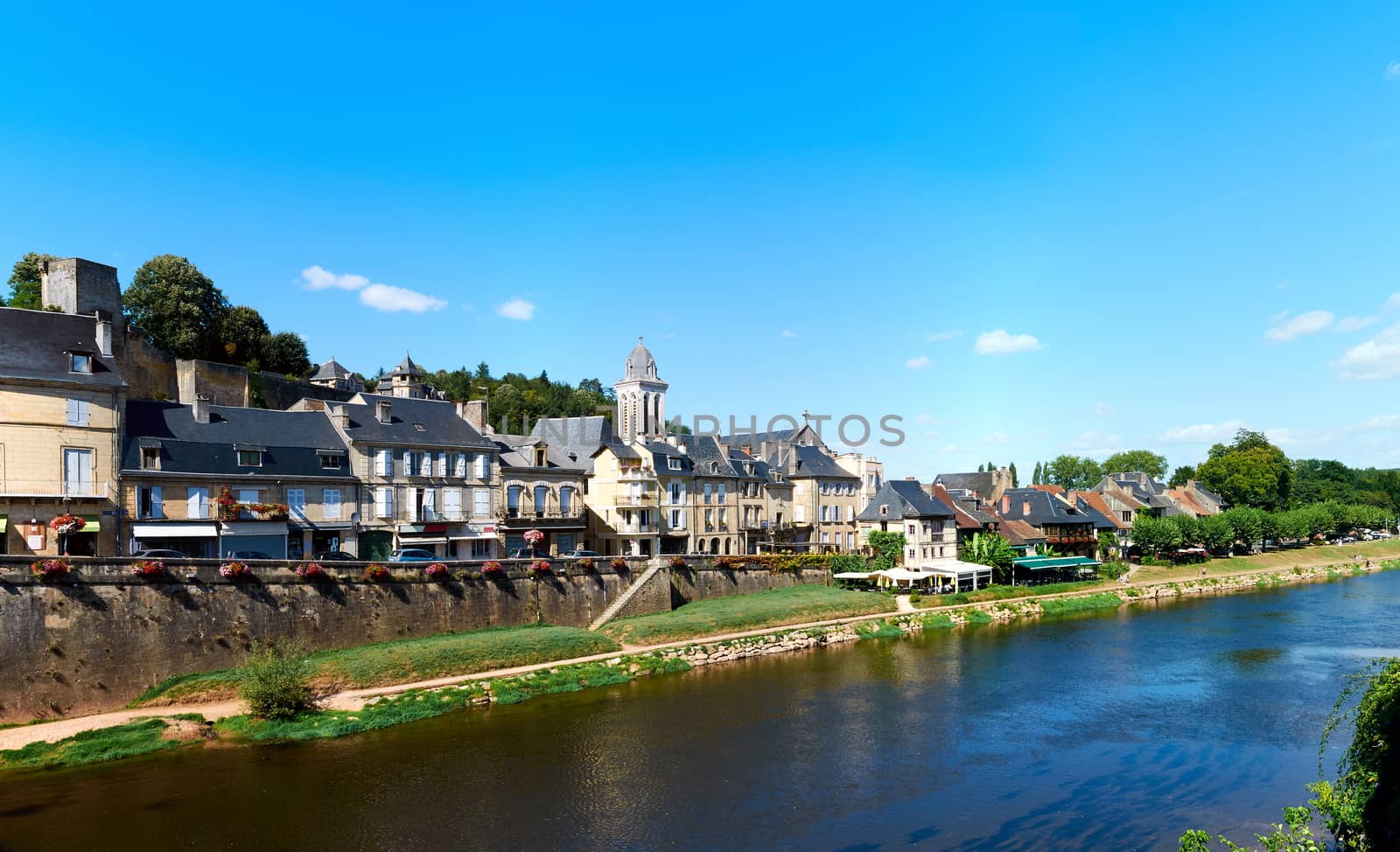 The town of Montignac at the shore of Vezere River, in Dordogne-Perigord, France