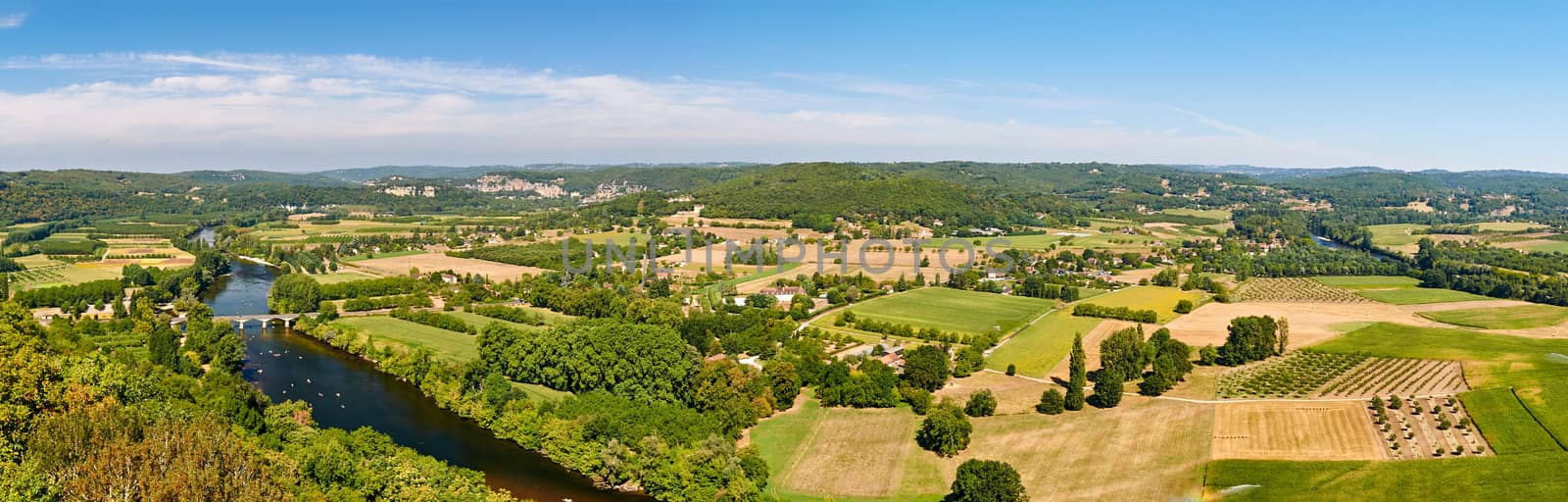 Panoramo from Domme (Dordogne-Perigord, France) with the Dordogne river