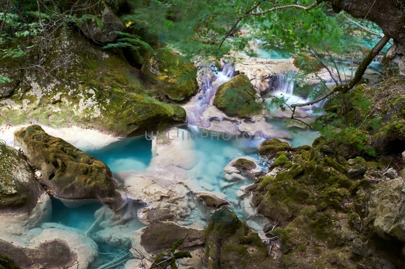 Urederra River (Navarra, Spain) takes an amazing blue color near its spring.